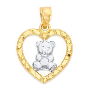 14k Real Solid Gold Teddy Bear Pendant - Jewelry Gifts for Her